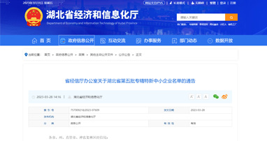 荣获2023年湖北省第五批专精特新中小企业